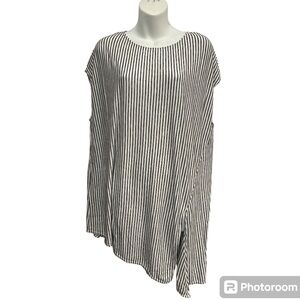 Max Studio asymetrical top in black and white stripes size 1X